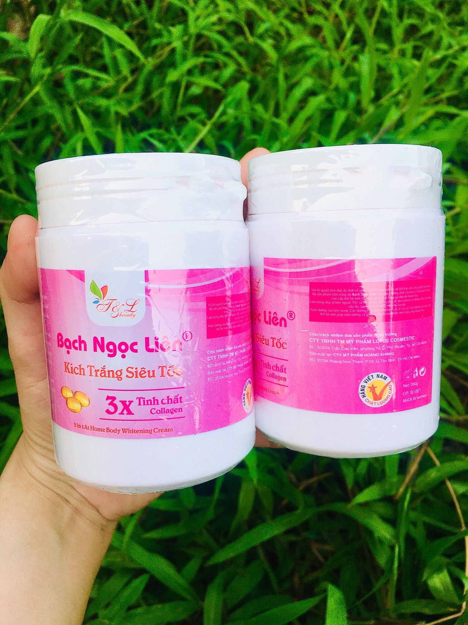 Kem kích trắng body bạch ngọc liên màu Hồng hộp 200gram( cho da vàng ngâm)