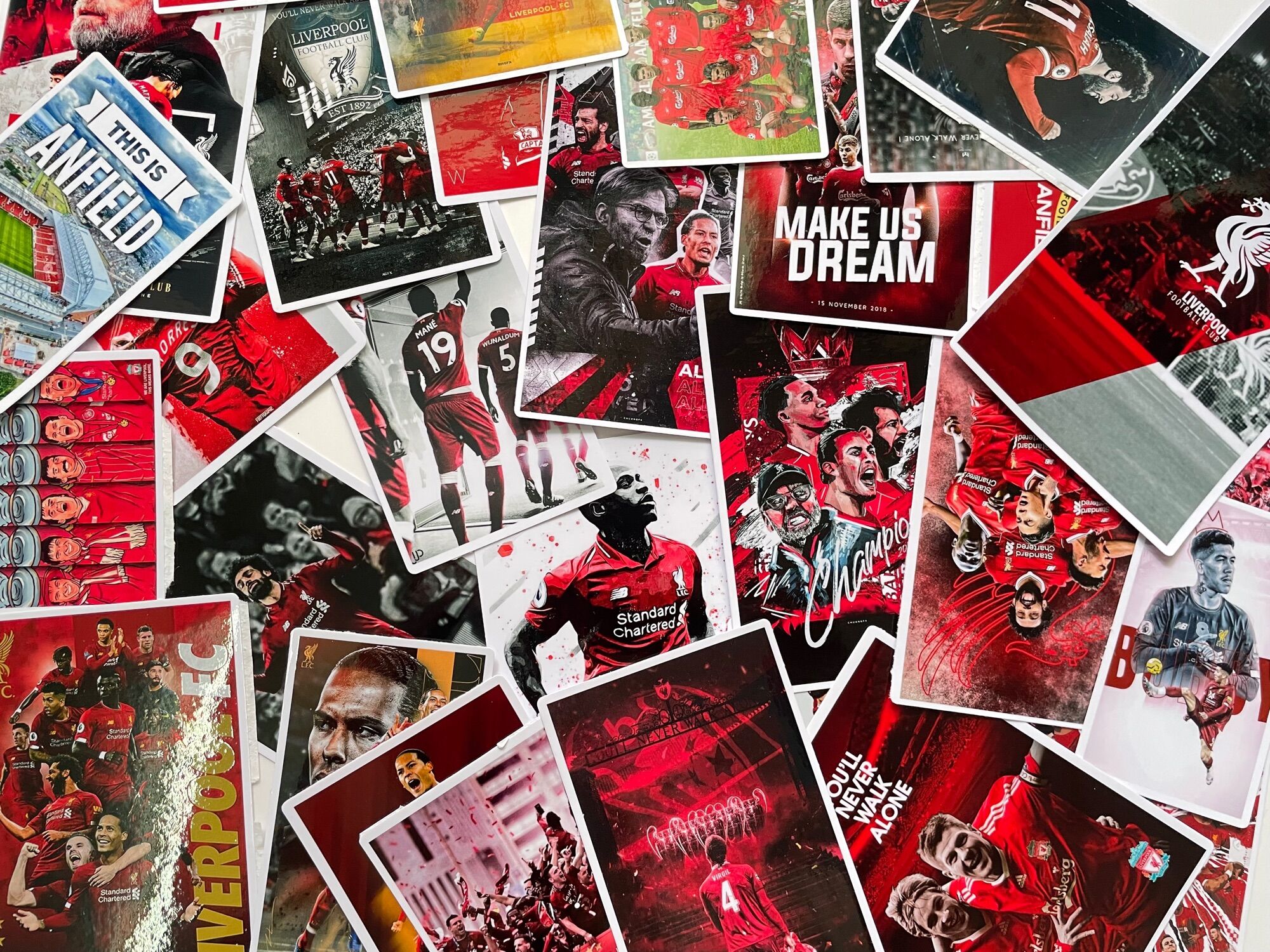 Set 40 hình dán sticker trang trí CLB LIVERPOOL, hình dán pvc, hình dán laptop