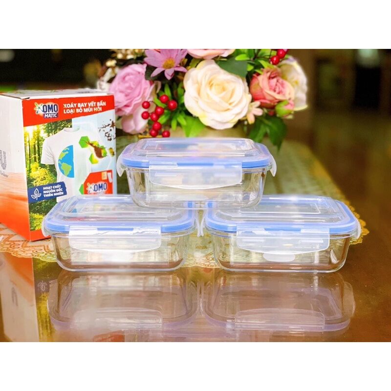 BỘ 3 HỘP THỦY TINH ĐỰNG ĐỒ ĂN 620ML