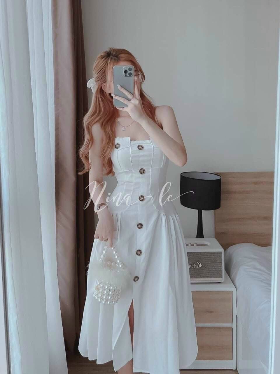 Đầm 2Dây  Xếp Ly Hông  Cao Cấp