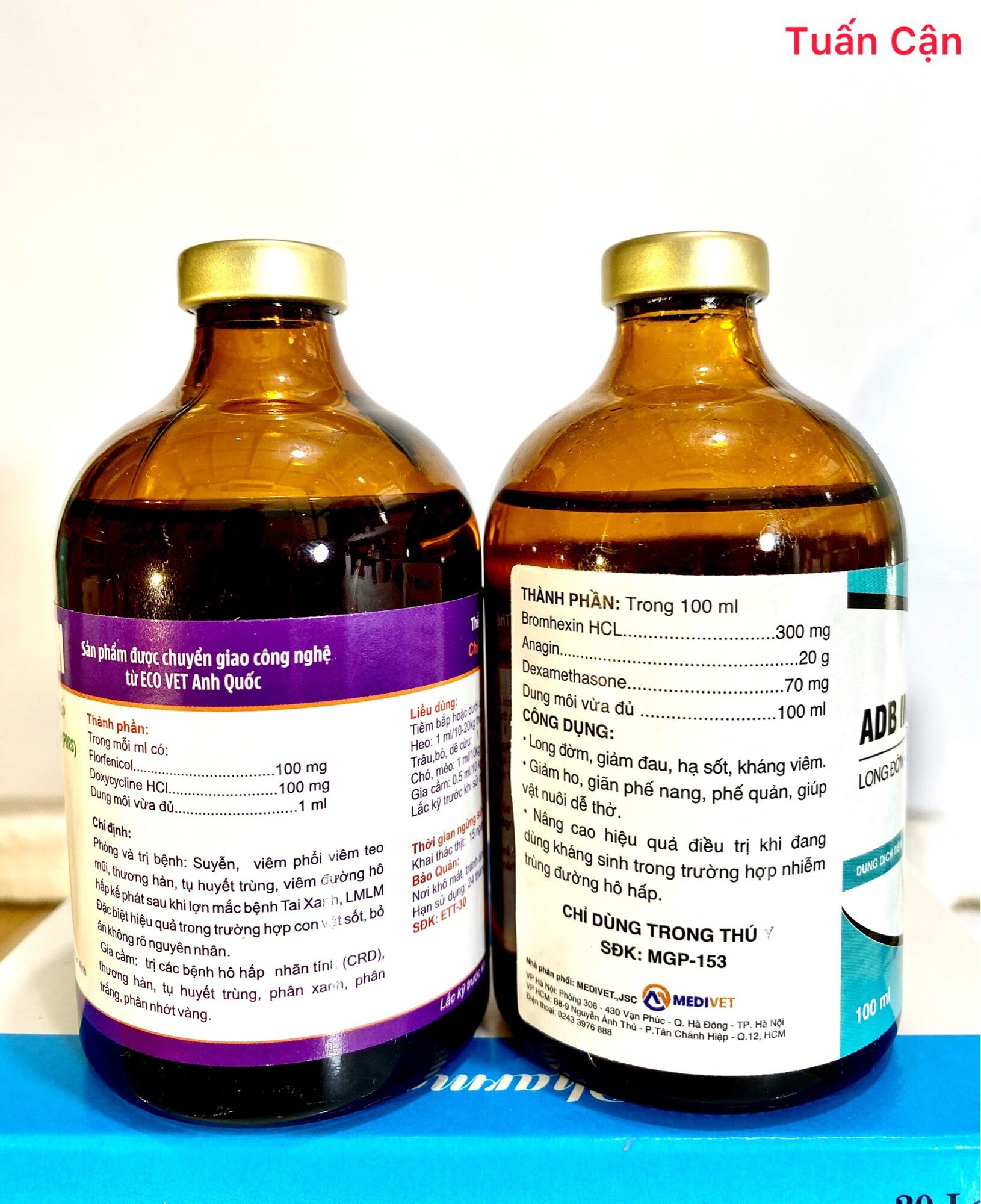 Cặp Eco Floxin ( Doxy+flo)+ ADB( Anagin+Brom+Dexa) Ho, thở, viêm phổi, tiêu chảy dùng trong Thú Y