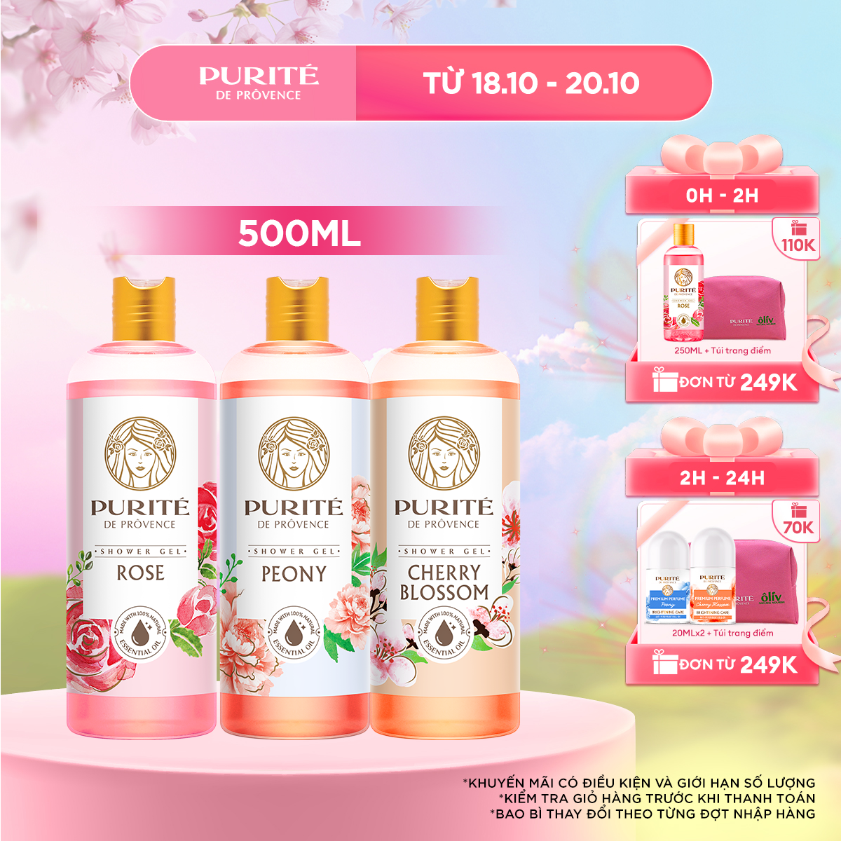 [BAO BÌ MỚI] Sữa Tắm Thiên Nhiên Purité 500ml