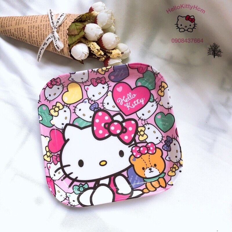 Đĩa vuông melamin HelloKitty