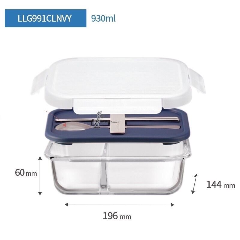 Hộp cơm thủy tinh kèm muỗng đũa LOCK&LOCK 930mL - LLG991
