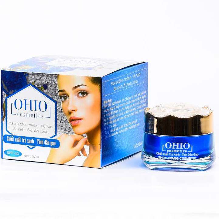 Kem dưỡng trắng - Tái tạo - Se khít lỗ chân lông OHIO chiết xuất trà xanh - tinh dầu gạo ( 22g )