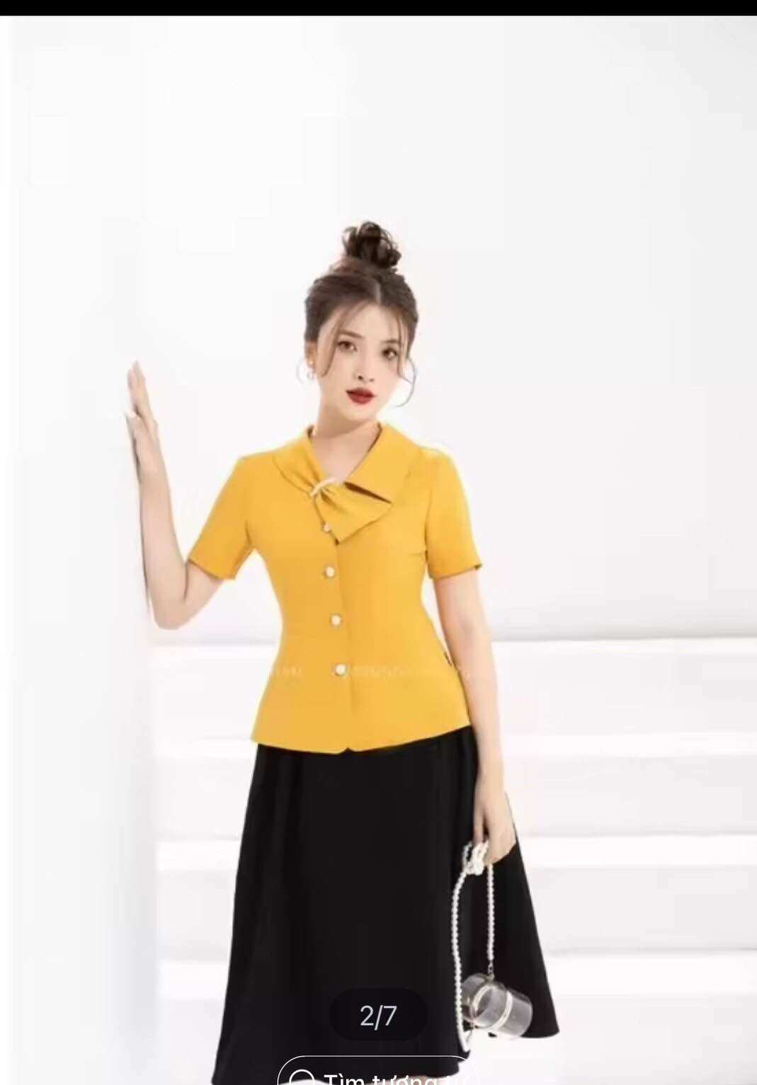 Áo công sở cổ nơ full size 353