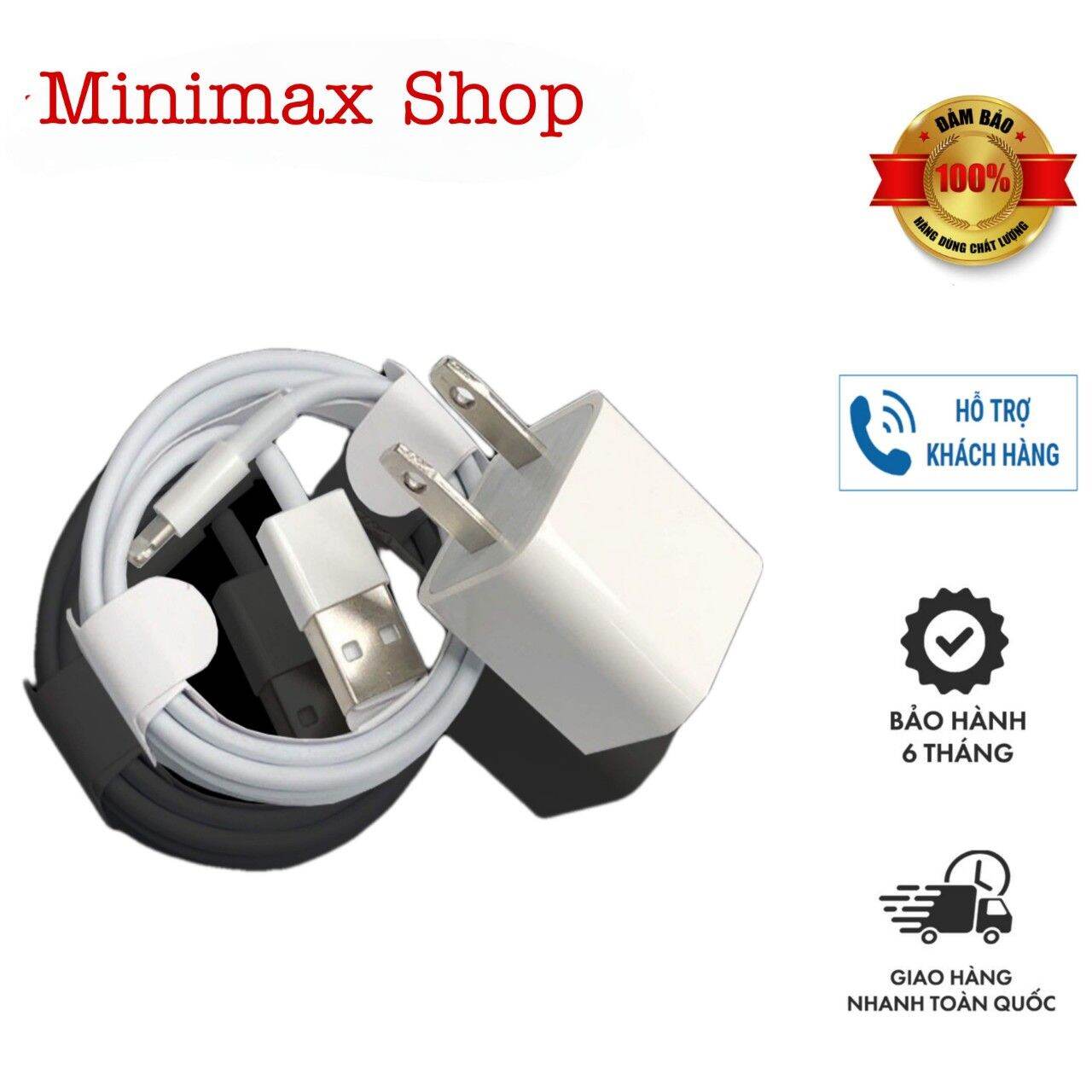 Sạc i. phone + cáp i.p - light.ning chuẩn hàng xịn dùng cho ip5 đến ipXSM.