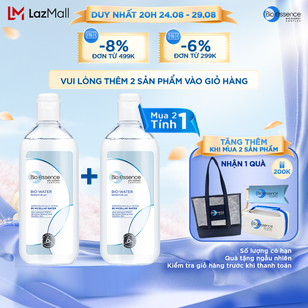 [MUA 2 TÍNH TIỀN 1 + QUÀ] Nước tẩy trang ẩm mượt mịn màng Bio-Essence Bio-water Vitamin B5 Micellar Water 400ml