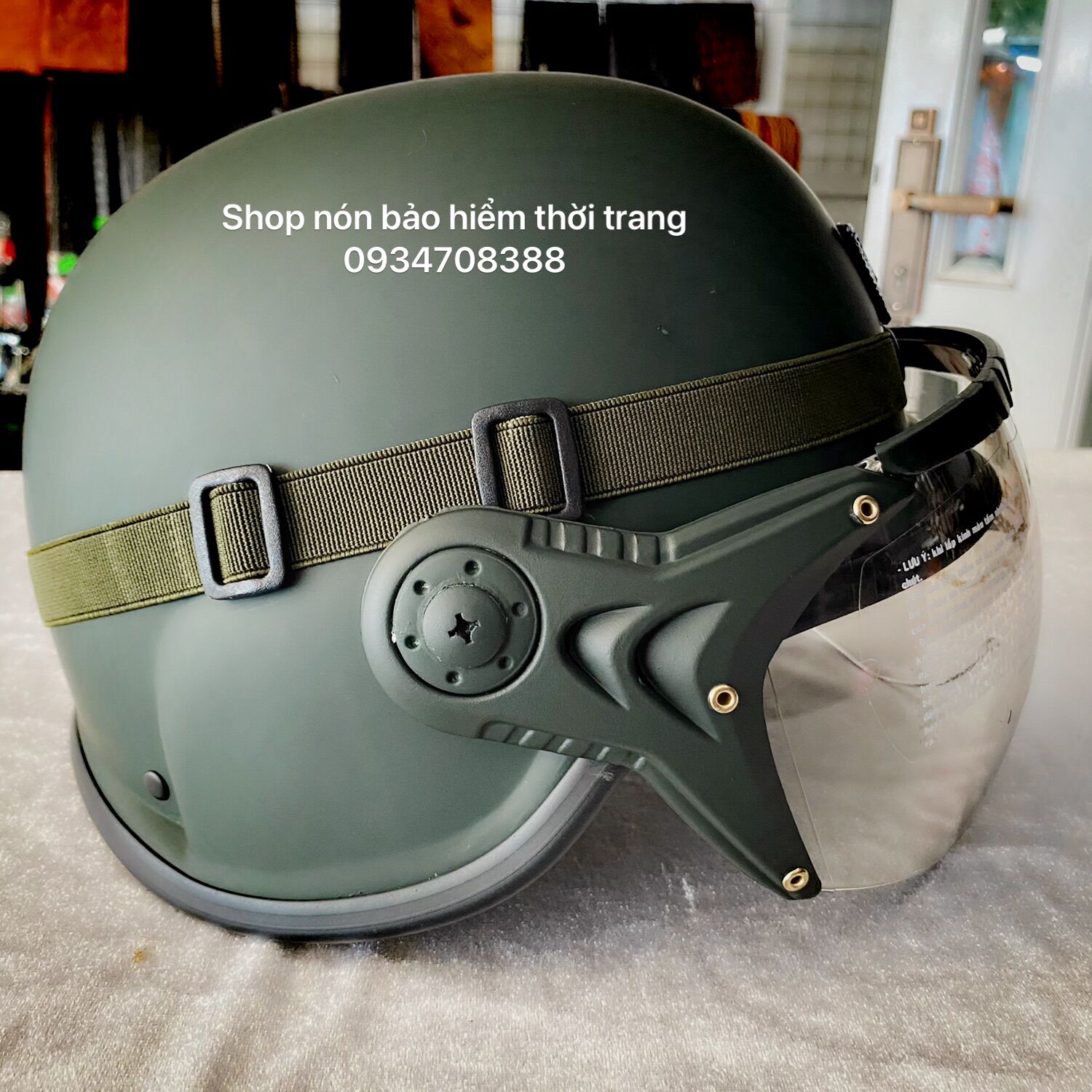 NÓN BẢO HIỂM LÍNH ĐỨC  CÓ KÍNH - VIA