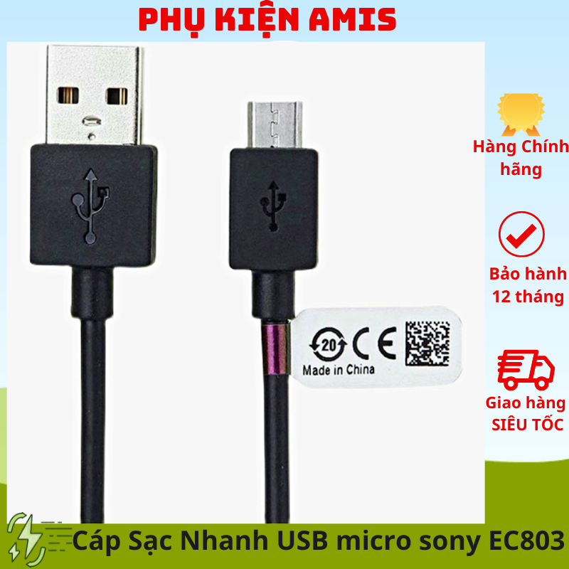 Cáp sạc nhanh usb micro sony xperia z ,dây sạc sony ec803 chính hãng dài 1m