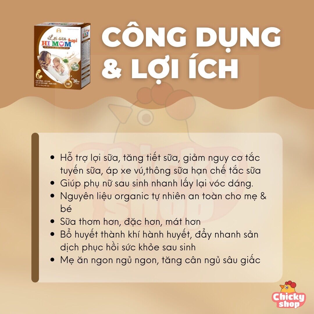 Cao lợi sữa HIMOM (chè vằng, cỏ cà ri, cỏ sữa, mêthi ấn độ)- hộp 30 gói