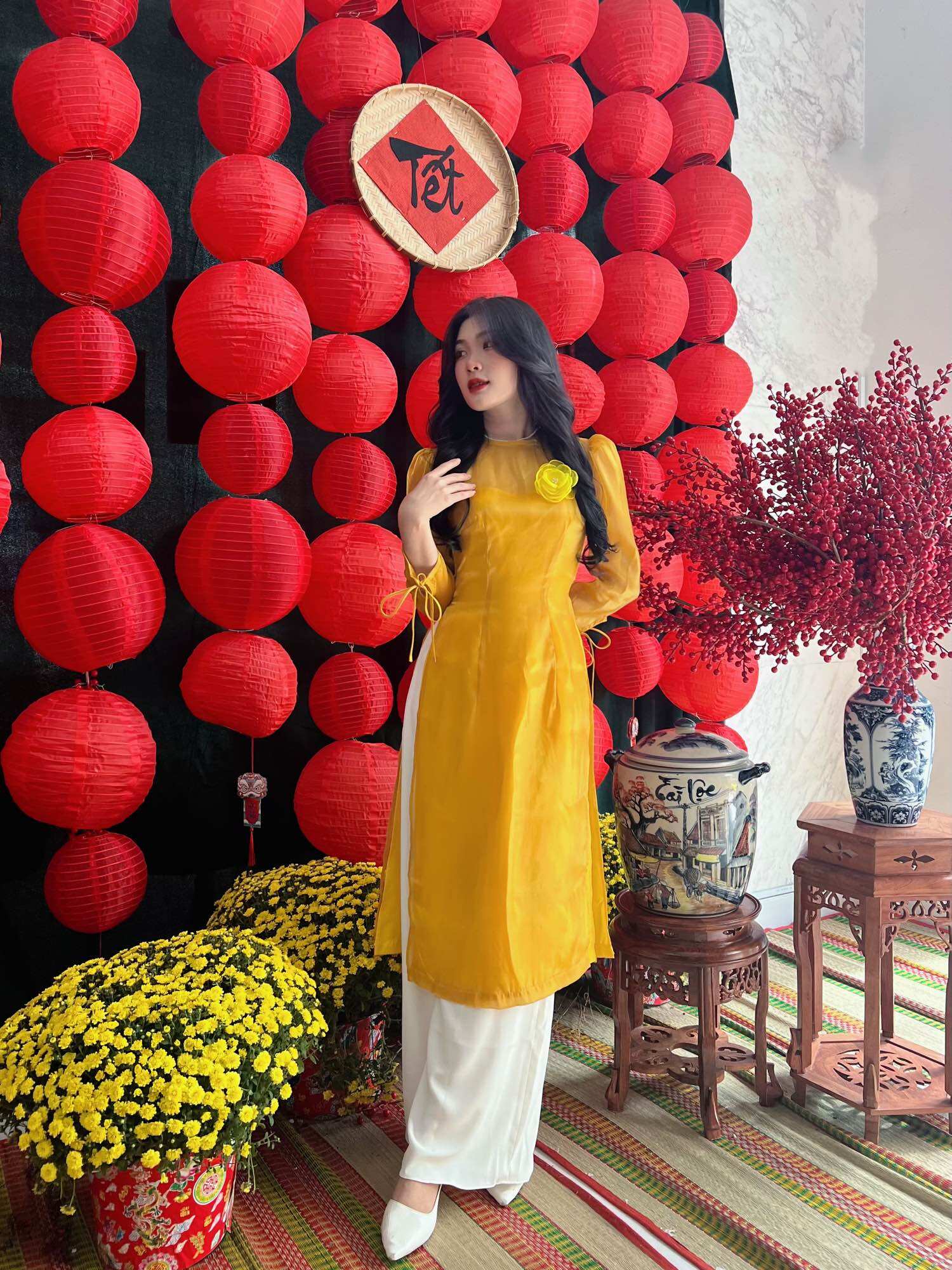LALLA - Áo dài Diên Hy tay lỡ cổ tròn nữ( không kèm quần)