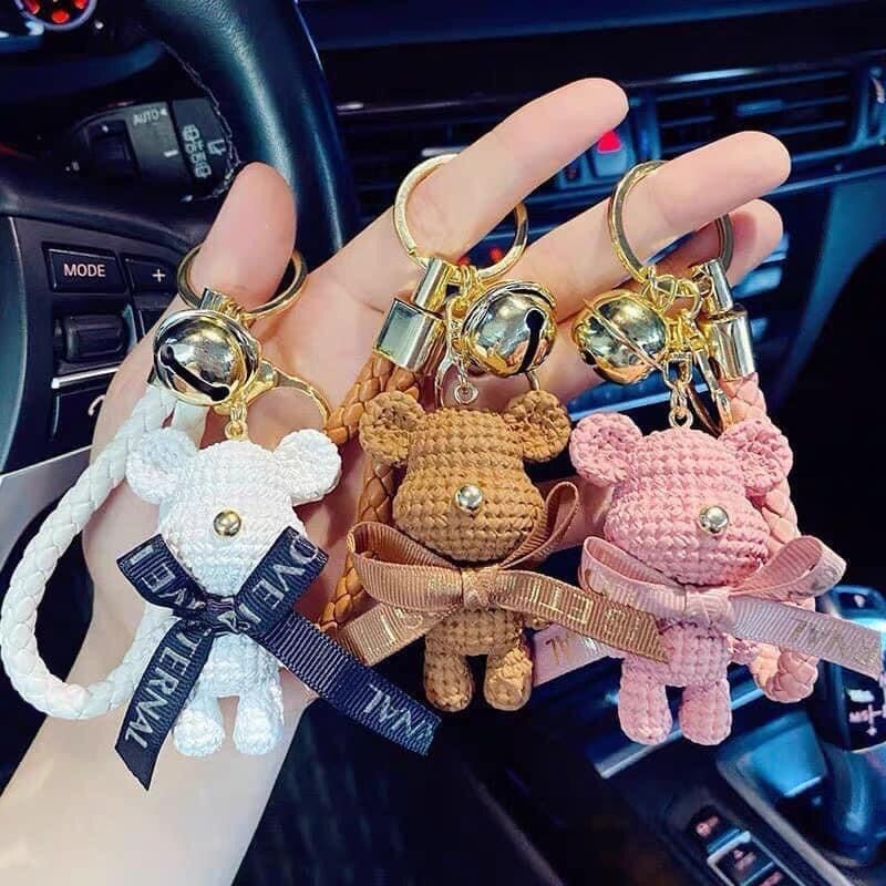 Móc chìa Khoá Gấu Thắt Nơ, Móc Khoá Keychain Hình Gấu Dễ Thương