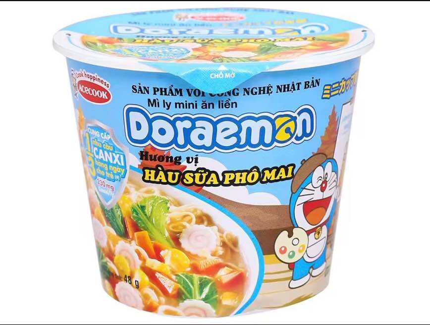 Mì Ly Mini Doraemon Hàu sữa Phô Mai 48g THÙNG 6 12 Ly