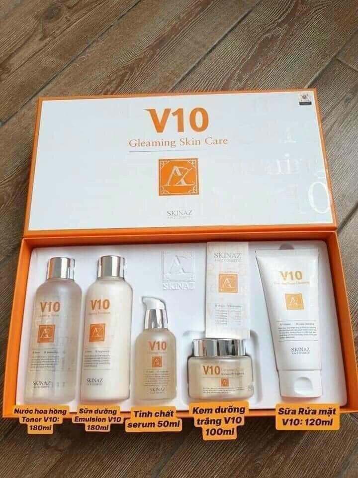 Set dưỡng trắng da V10 Skinaz Hàn Quốc xách tay (Set 5 món)
