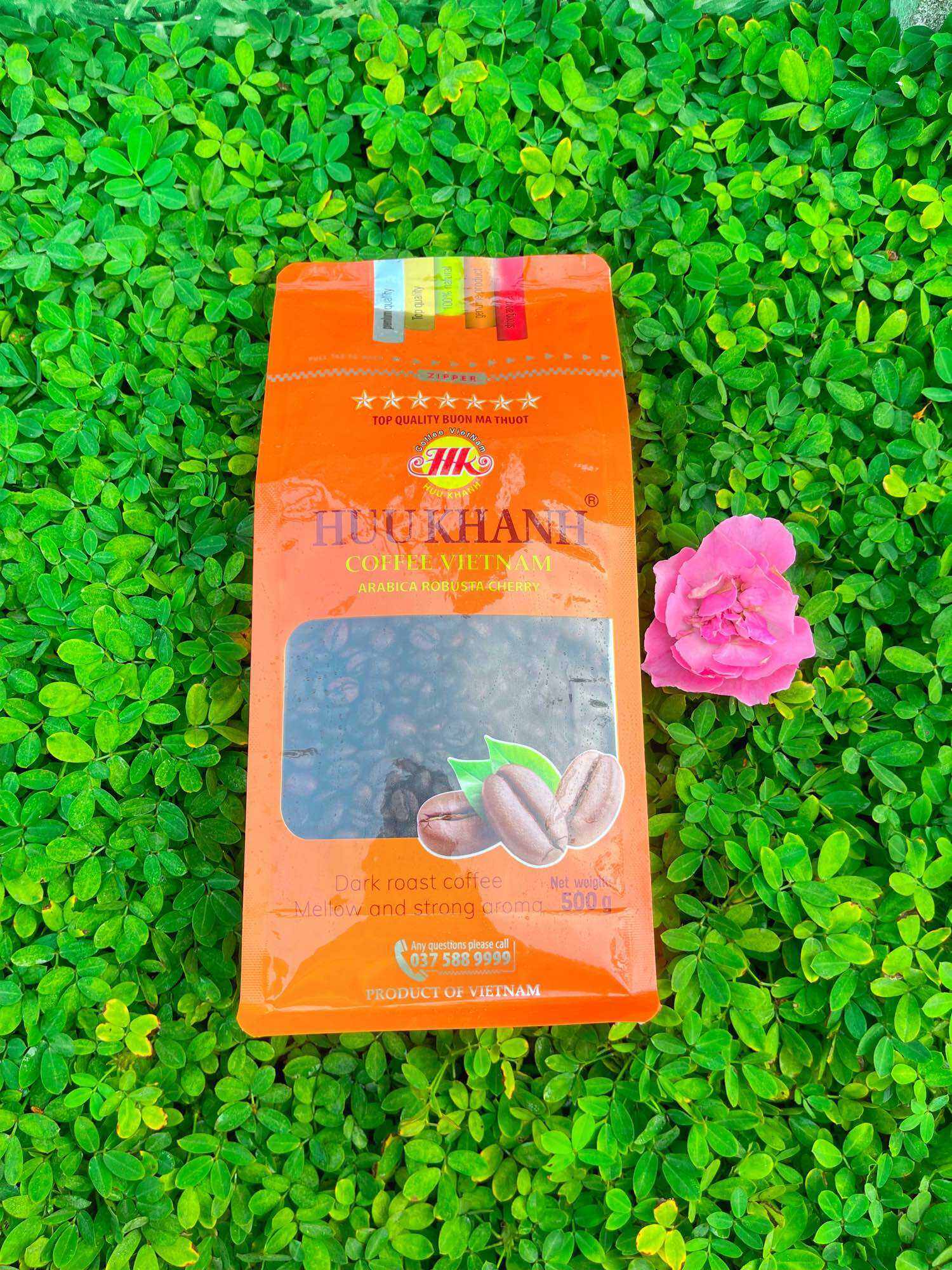 Cà phê hạt nguyên chất HỮU KHÁNH 7SAO (bịch 500gr)