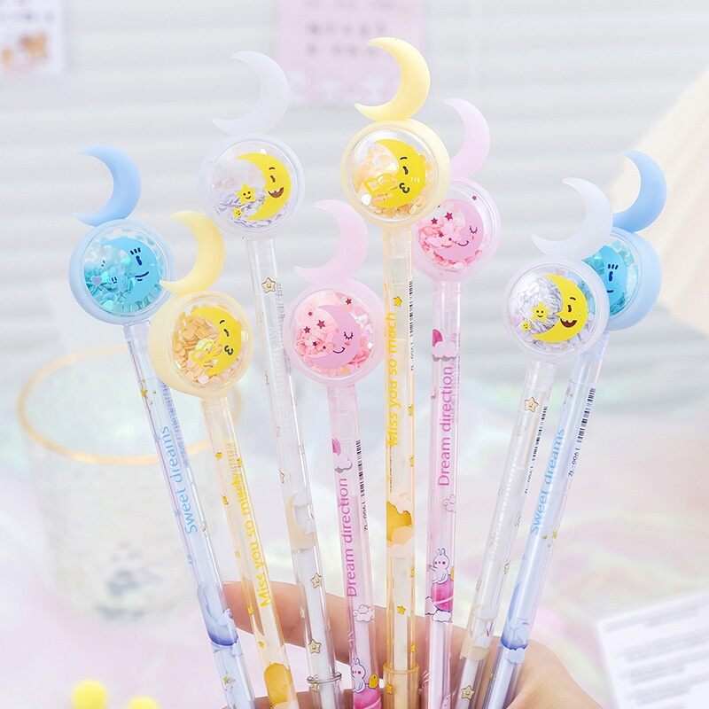 Bút mực gel hình mặt trăng nhũ kim tuyến
