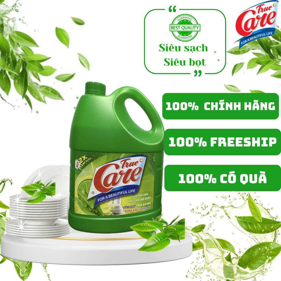 Nước rửa chén True Care nhiều bọt an toàn da tay không bám mùi chén bát 3,6kg