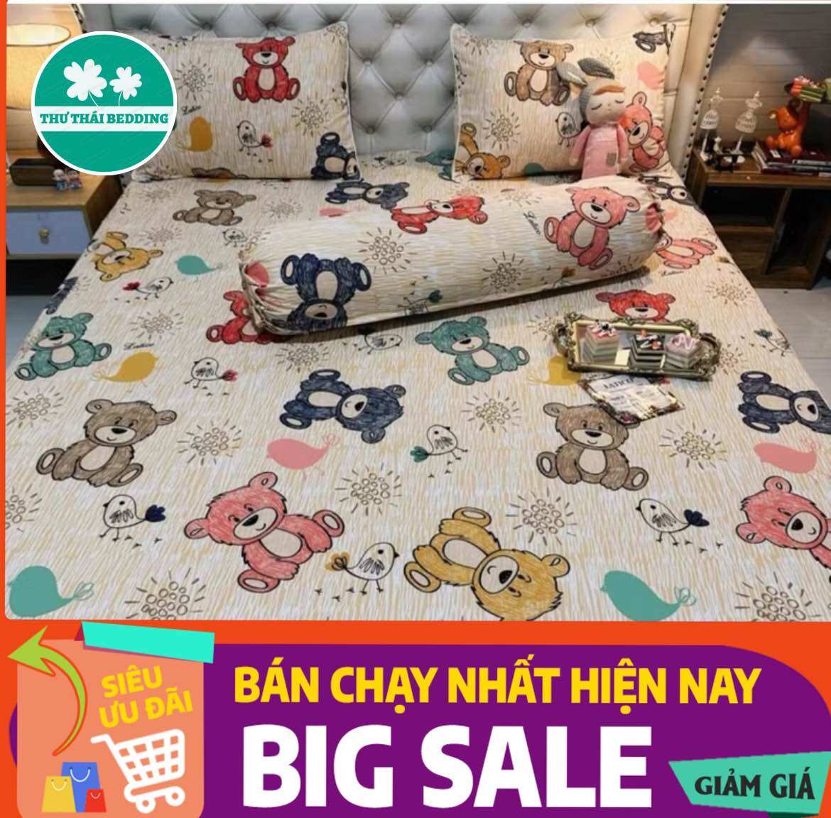 🌿🌼bộ ga gối ☘️ 🌸4 món sọc-bông-thú 🌸🌸 thun mát hàn quốc cao cấp
