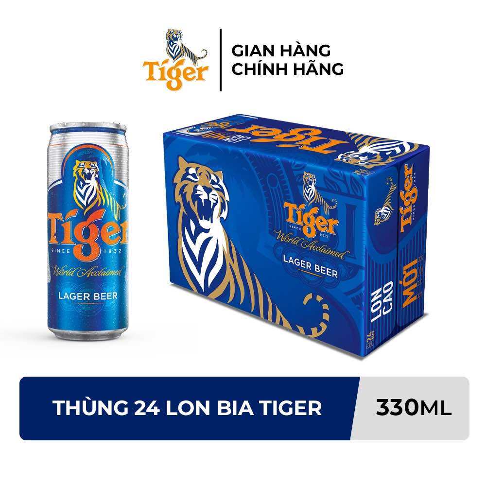 Nồng độ 5%- Thùng 24 lon bia Tiger 330ml/Lon