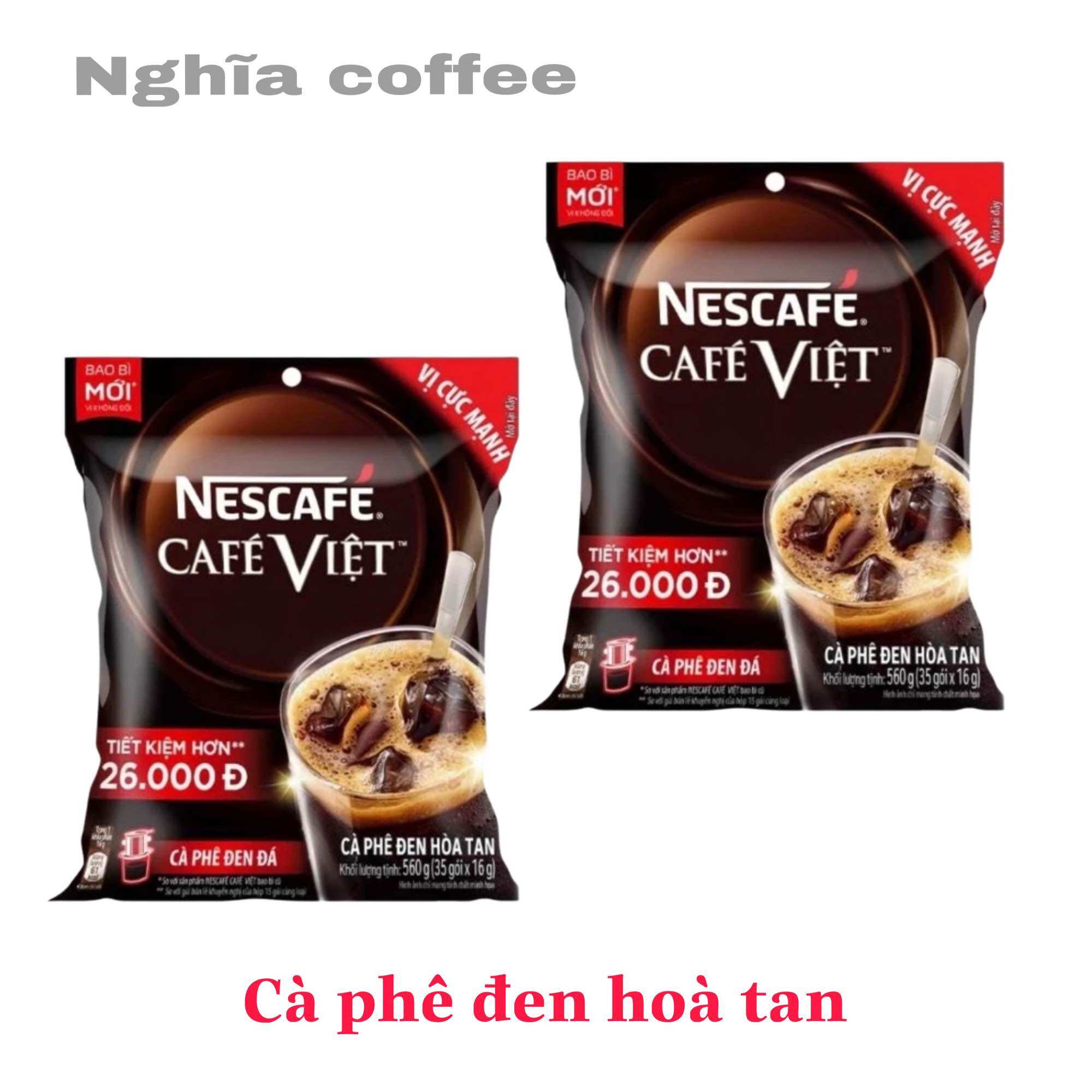 Nescafé - Café VIỆT Cà Phê Đen Đá Hoà Tan - Gói 560g ( 35 gói x 16g )