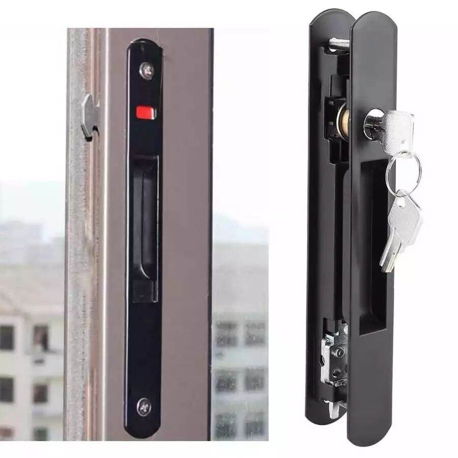 Khóa Sập Có Chìa Màu Đen Cửa Lùa Nhôm Xinfa Hệ 93/55.