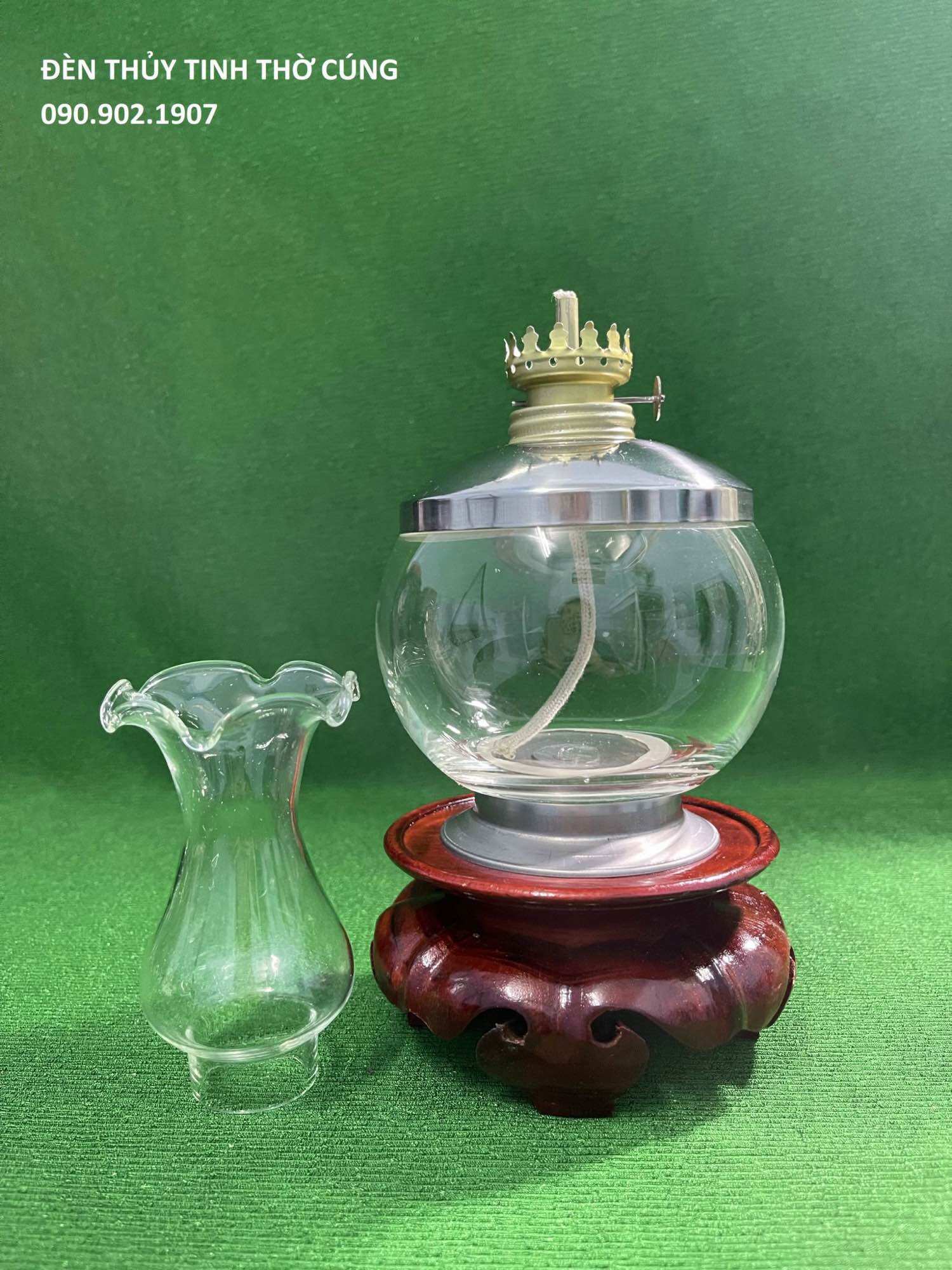 Đèn thủy tinh thờ cúng - trong lùn