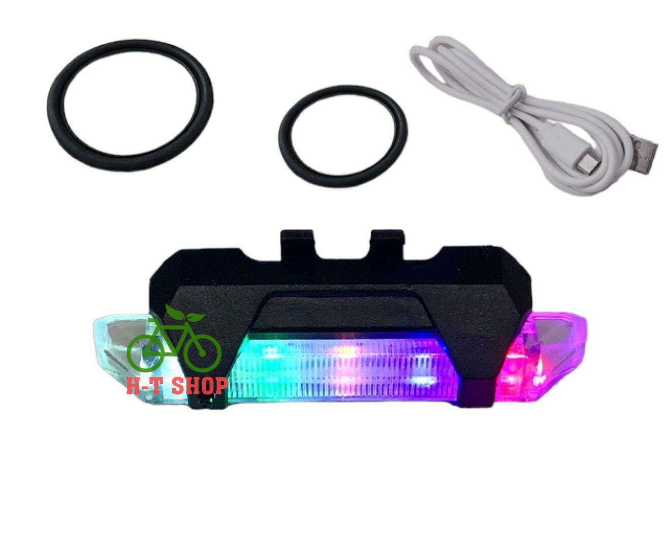Đèn hậu báo hiệu xe đạp 5 led sạc usb