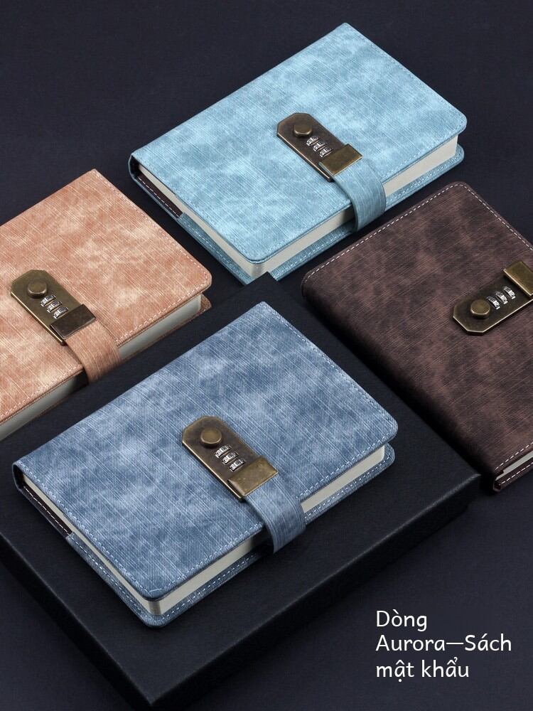 Password Lock Retro Password-Protected Noteboy Female Diary with Lock Simple Artistic Adult Student Ancient Style Male Thickened Journal Book