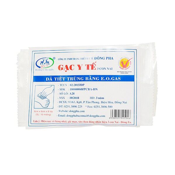 Gạc y tế tiệt trùng đông pha 5x6cm & 8x9cm