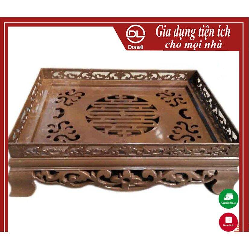 Khay trà vuông giả gỗ truyền thống Việt Nhật Plastic