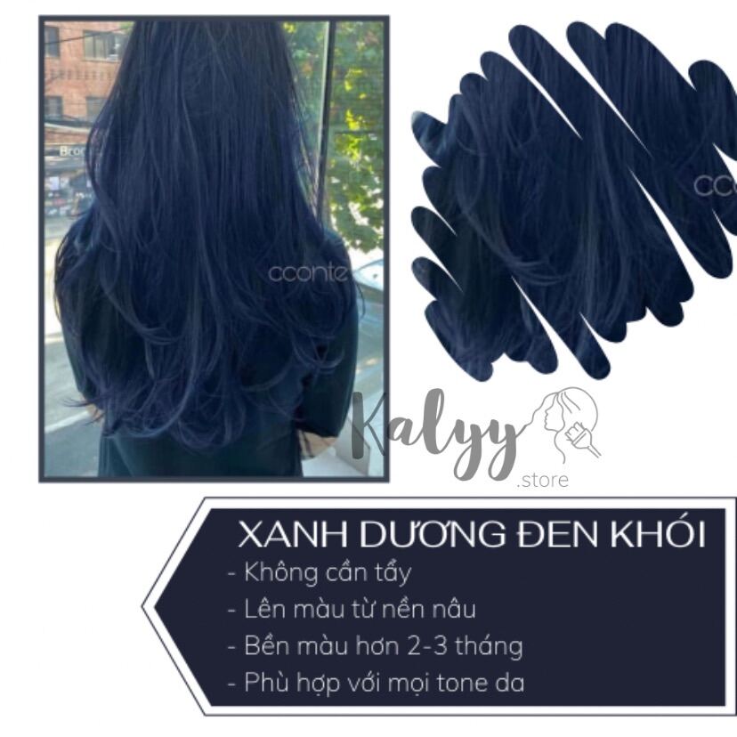 Nếu bạn muốn trông thật độc đáo và nổi bật, hãy thử nhuộm tóc xanh dương đen khói. Màu sắc này sẽ tạo nên một vẻ ngoài đầy sức hút và độc đáo cho bạn. Hãy xem ảnh liên quan để cảm nhận sự độc đáo của màu tóc này.