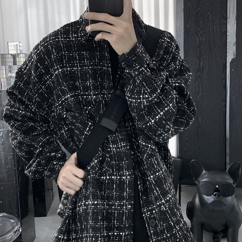 1582 Korean-style Fold-down Collar Long Sleeve Retro Small Fragrant Coat Autumn New Style WOMEN'S Dress Fashion Loose Versatile Tops