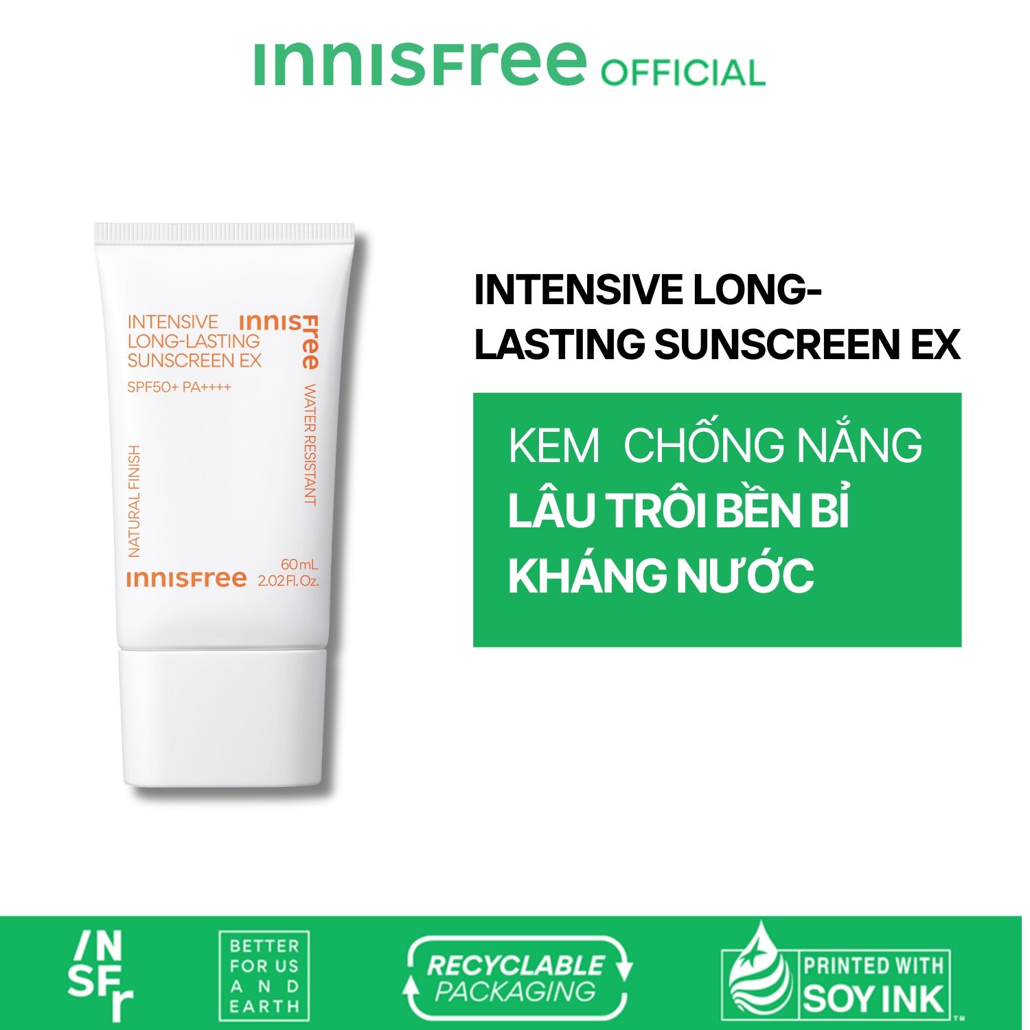 Kem Chống Nắng Lâu Trôi Innisfree Intensive Long Lasting Sunscreen Ex 50Ml