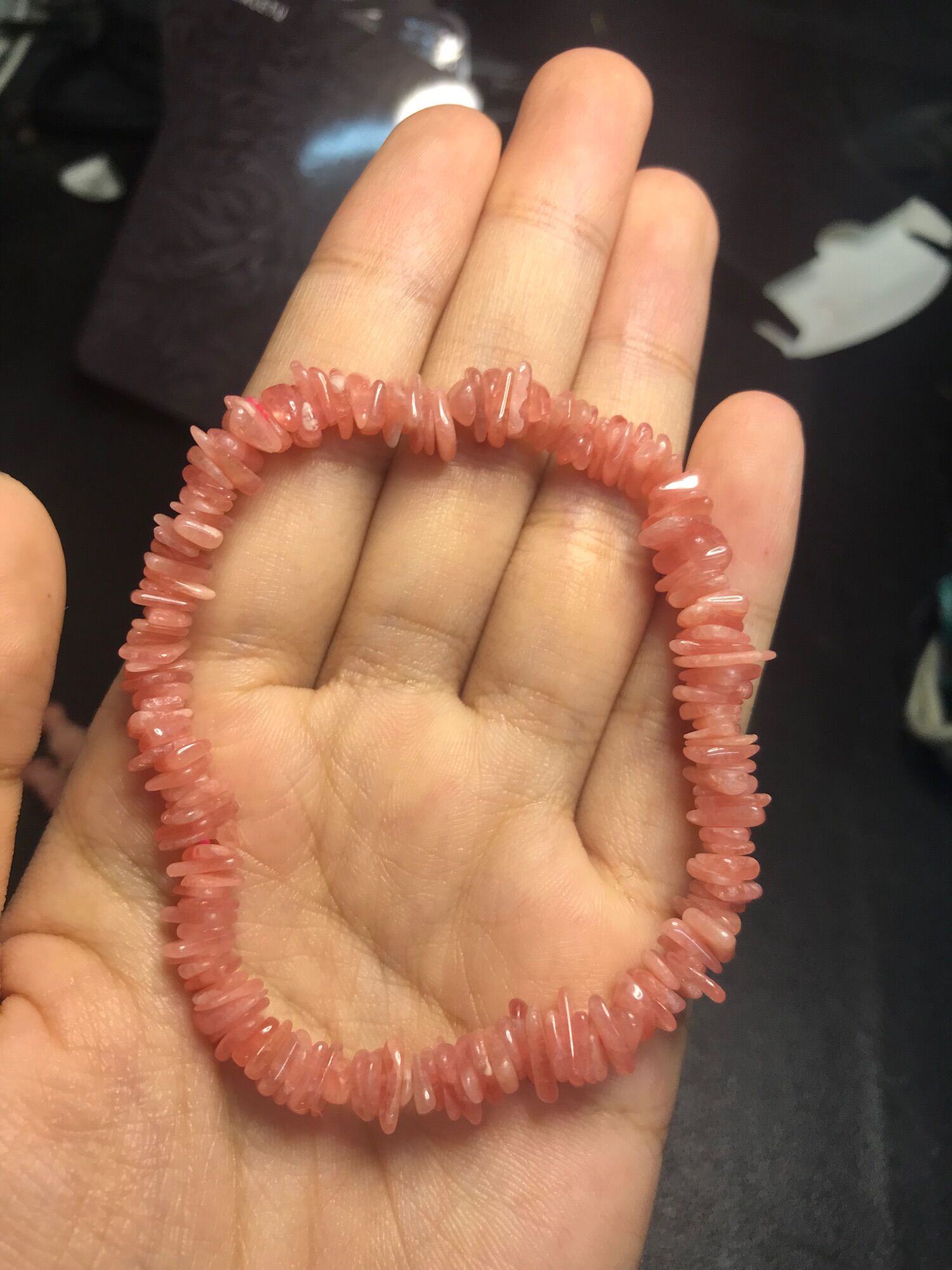 Vòng đá  Rodochrosite- đá đào hoa hạt dạng thô, chất đá đẹp