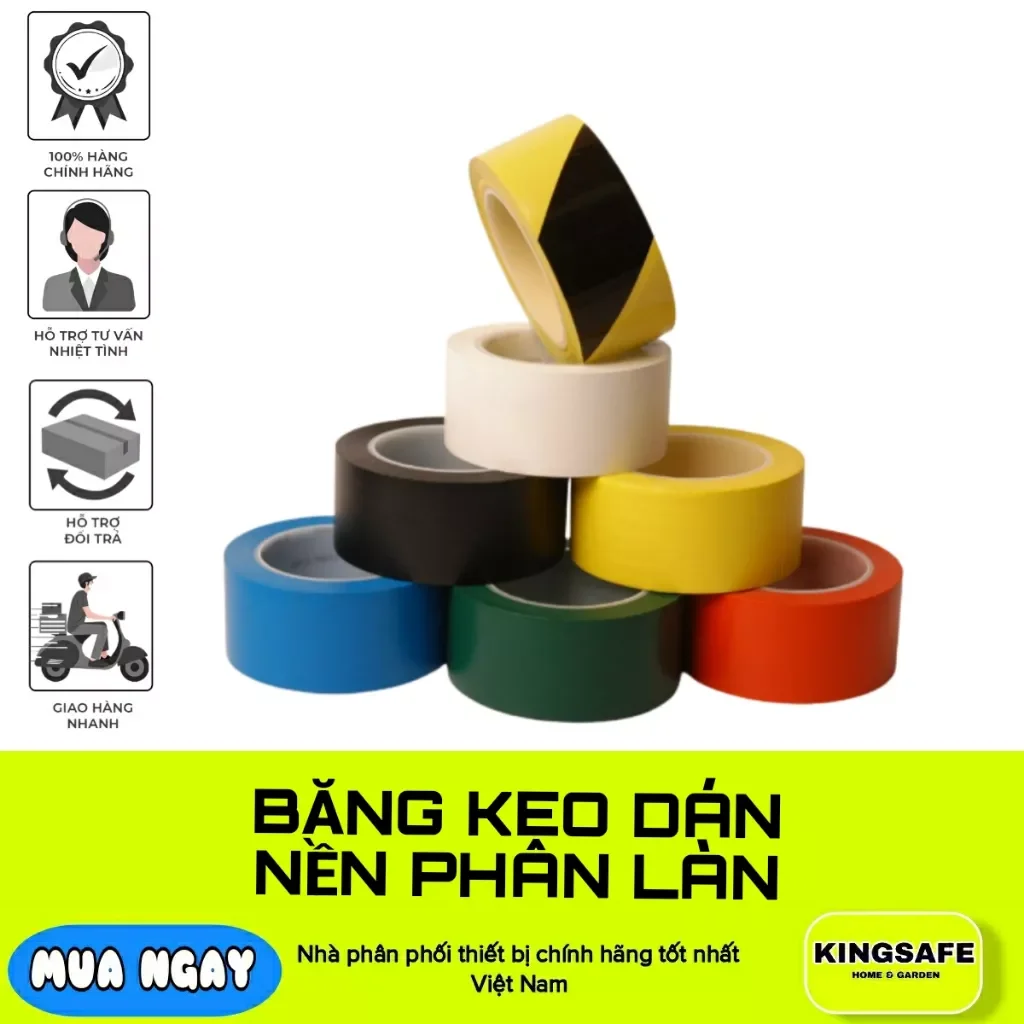 Băng keo dán nền phân làn nhà, nhà xưởng 50mm×30 mét , nhiều màu , dán nền chắc chắn,