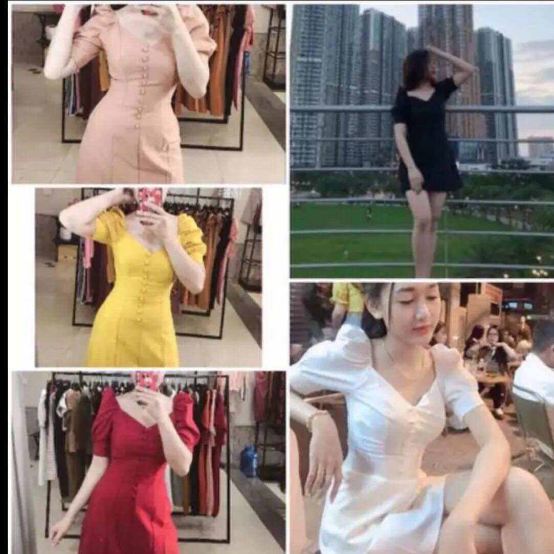 Đầm chữ A tay nhún