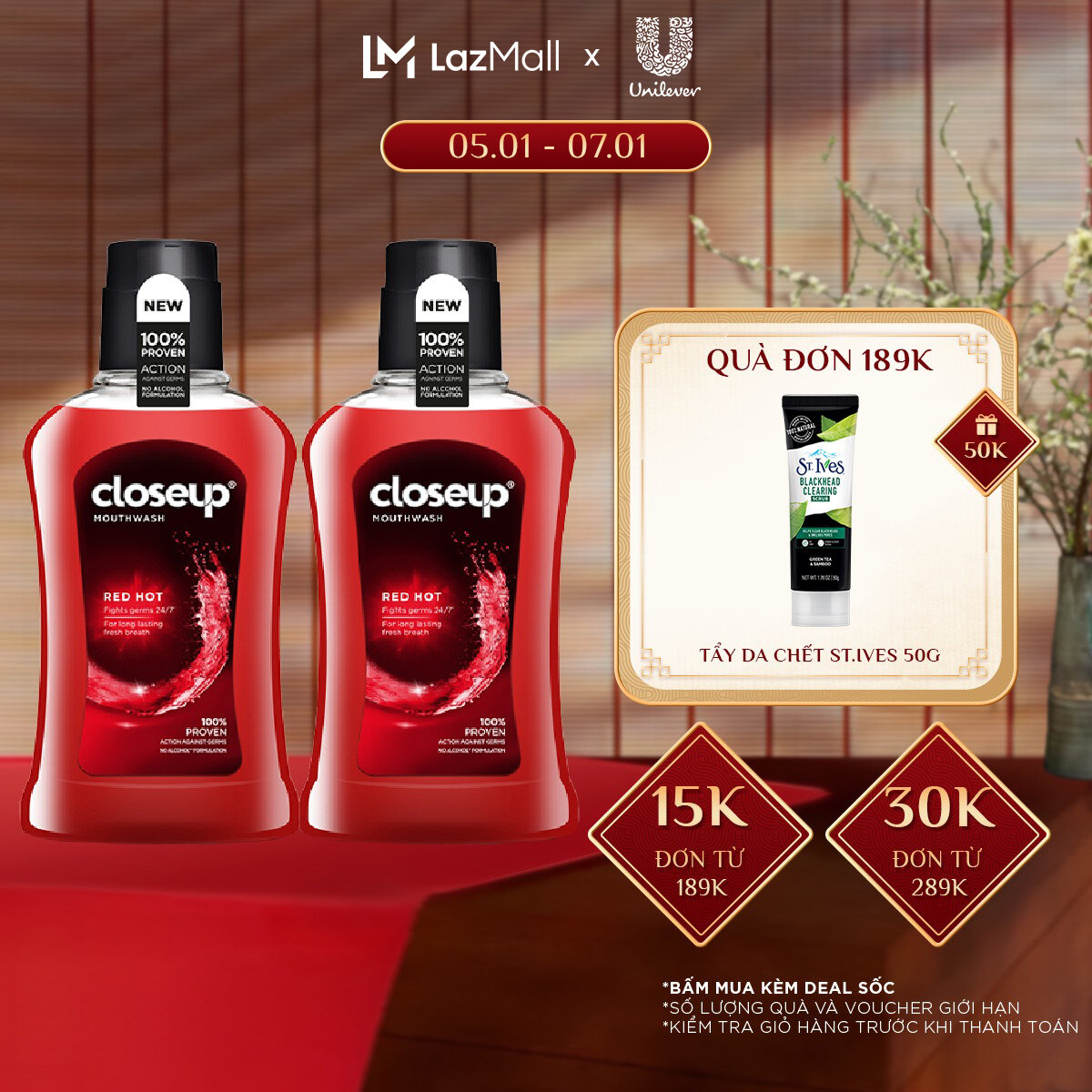 Combo 2 nước súc miệng CloseUp Red Hot (300mlx2)
