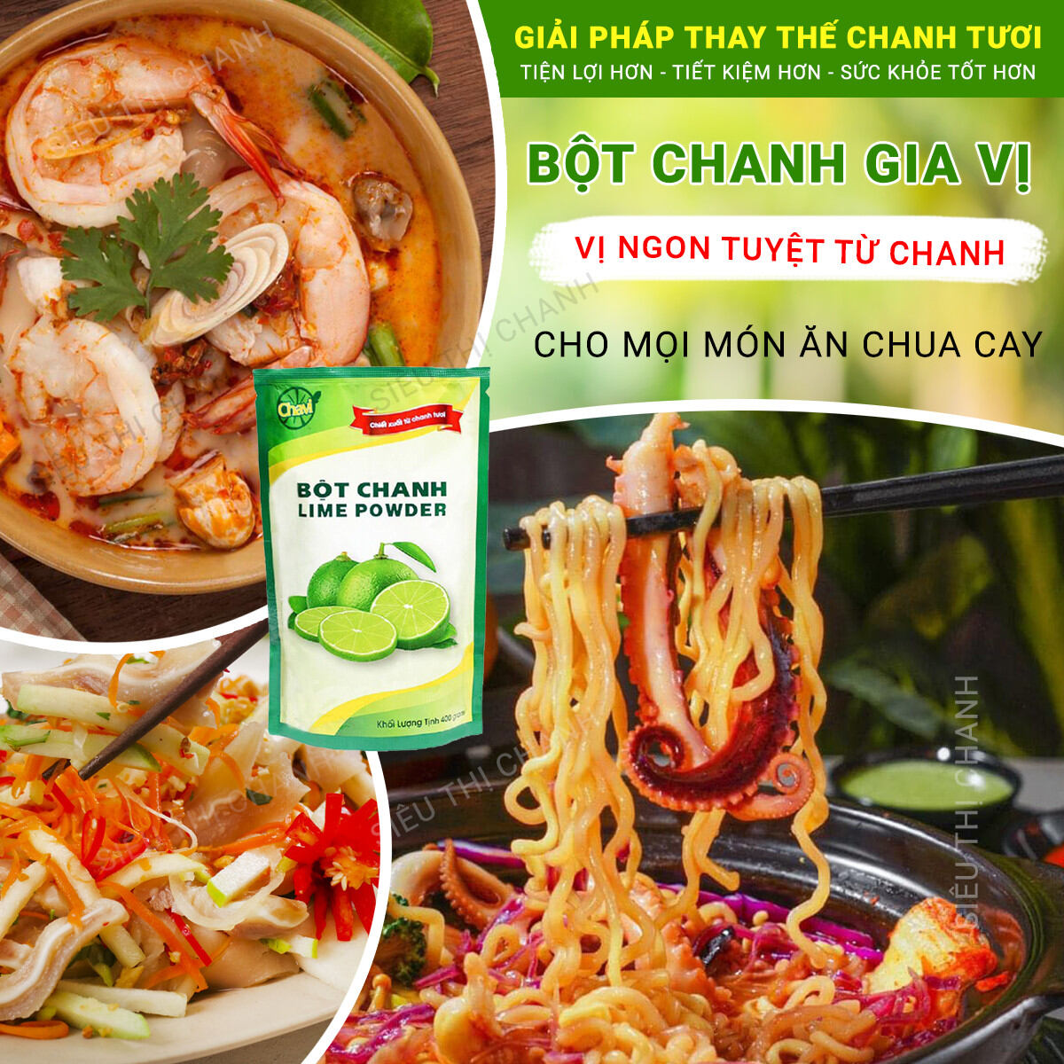 Bột Chanh Gia Vị CHAVI 400gr [NHÀ CUNG CẤP - Có Cam Kết]