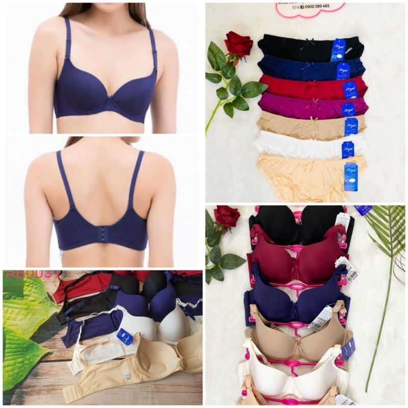Bộ đồ lót nữ 3 móc cài trơn boya-sét đồ lót mút mỏng có gọng