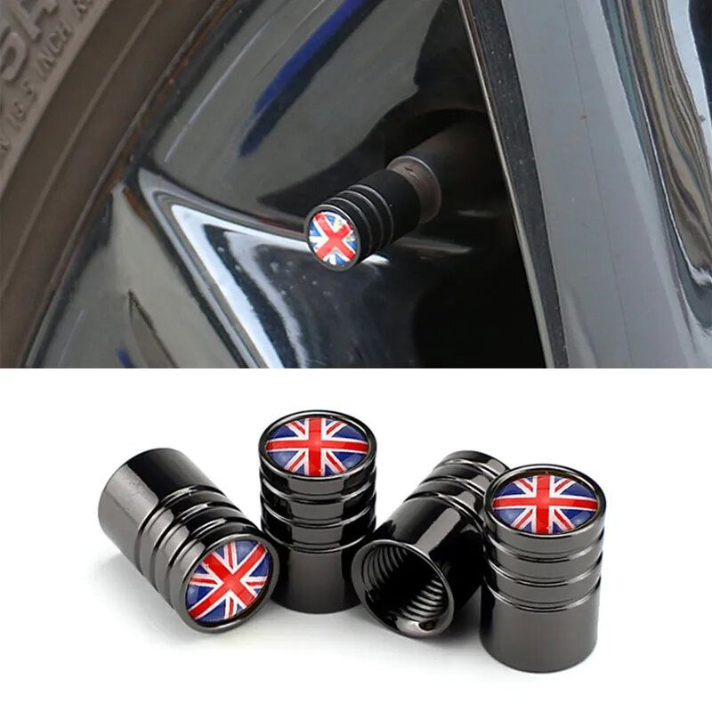 4 Cái/bộ Cờ Anh Xe Đạp Moto Lốp Xe Ô Tô Bánh Xe Nắp Van Bao Mini Cooper Hương Clubman R55 R56 R60 f55 F60 Kim Loại Hợp Kim Tạo Kiểu