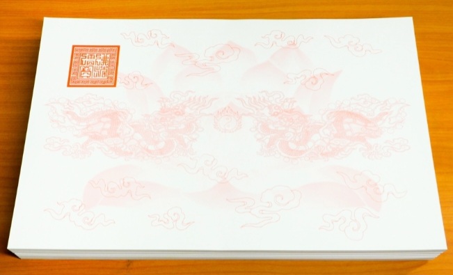 100 tờ Giấy in sớ rồng chầu hoa sen có ấn a3, a3s