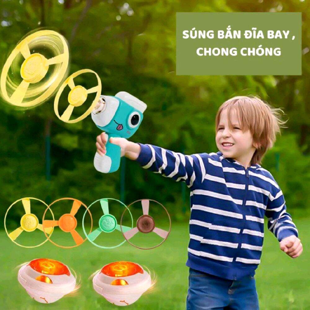 Đồ chơi bắn con quay khủng long phát sáng