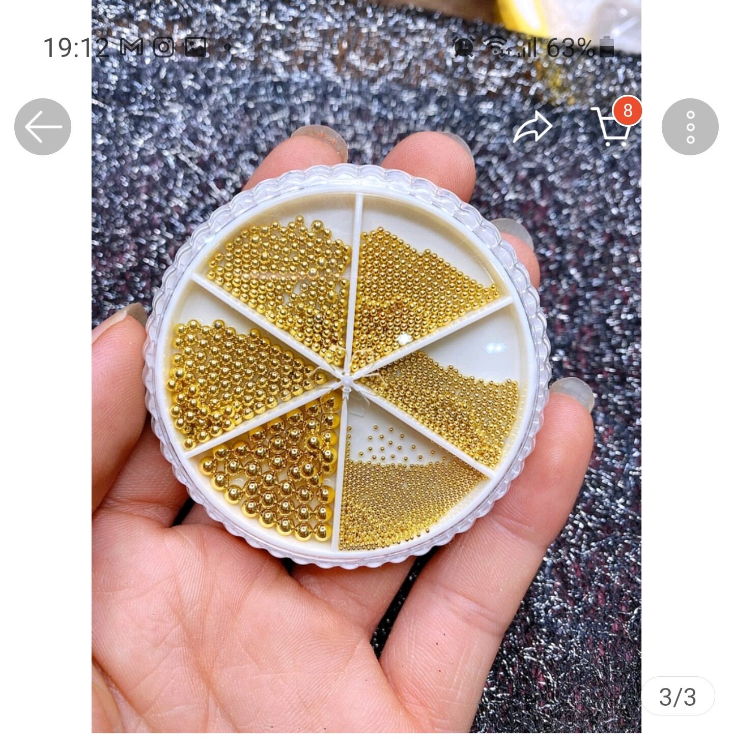 Bi nail, trang trí móng vàng bạc, Bi úc mix size