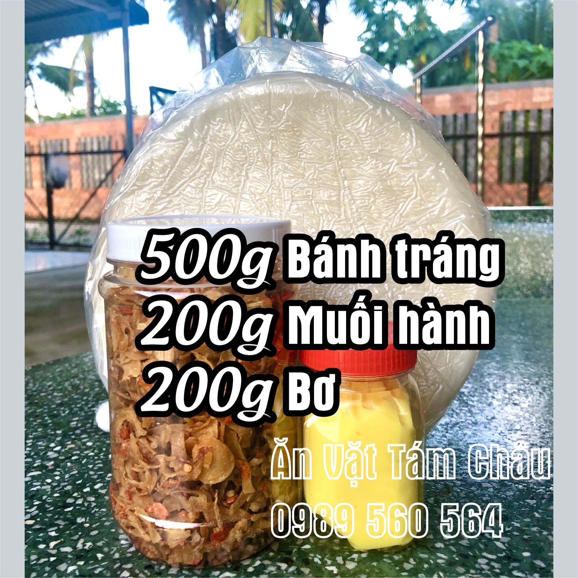 Combo bánh tráng phơi sương 500g+ muối ruốc hành phi+ bơ.