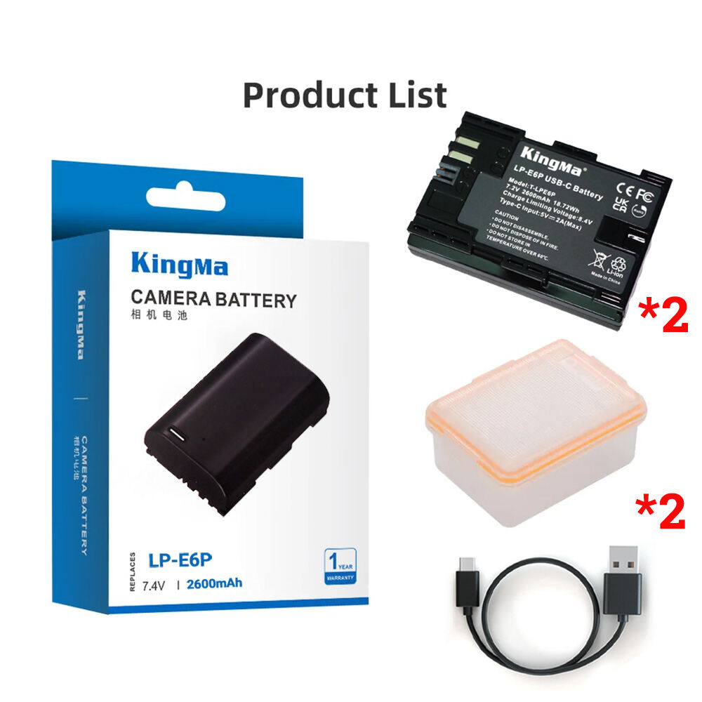 CANON LP-E6 LPE6P 2600 mAh Type-C | Pin và Sạc máy ảnh dung lượng cao 2600mAh Kingma cho Canon EOS R