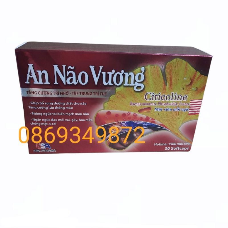 Viên bổ não AN NÃO VƯƠNG CITICOLIN - Hoạt huyết dưỡng não,chống biến chứng sau tai biến, ngày uống 1 viên