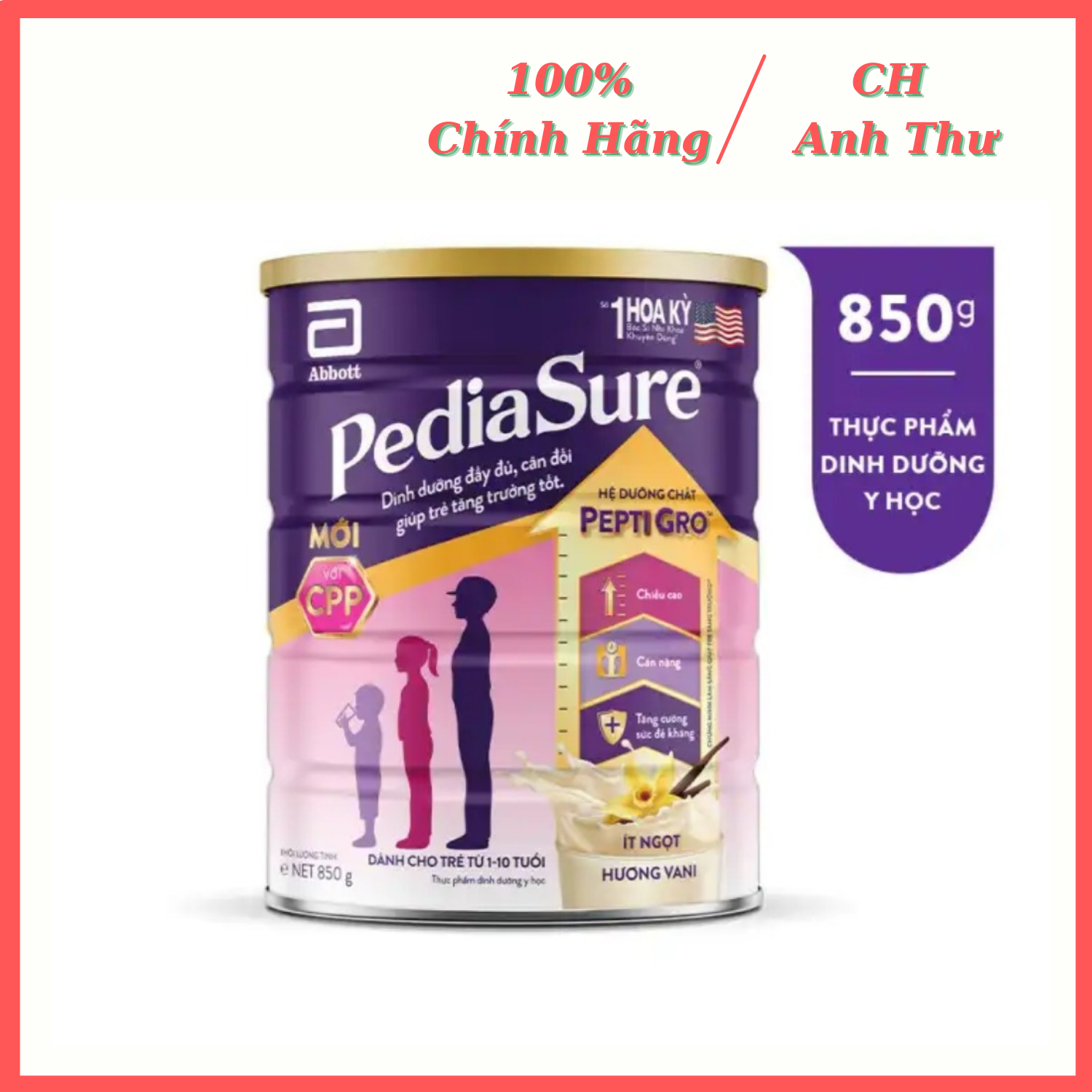 [Date Mới] Sữa Bột Pediasure 850g - Hương Vani