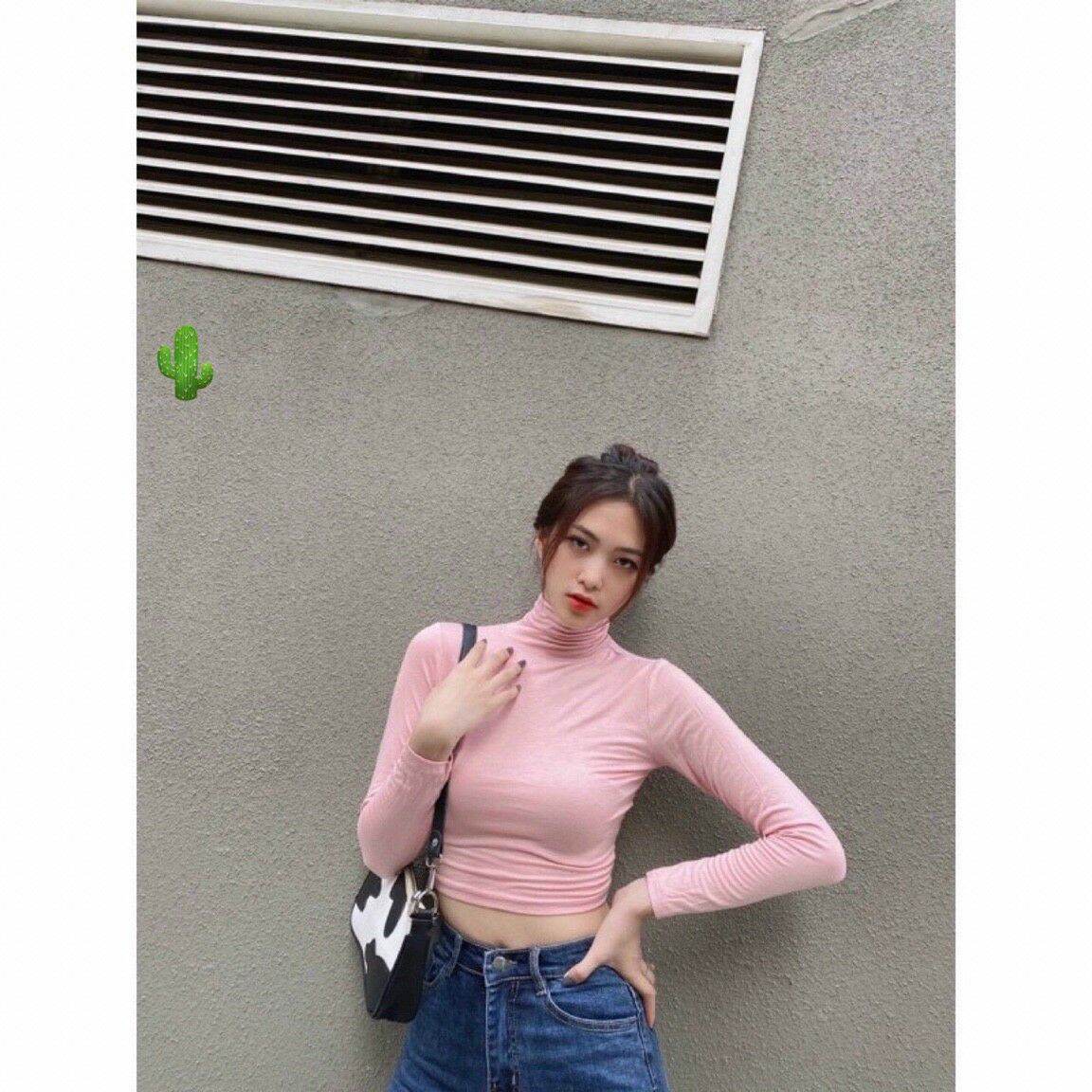 ÁO THUN CROPTOP CỔ LỌ