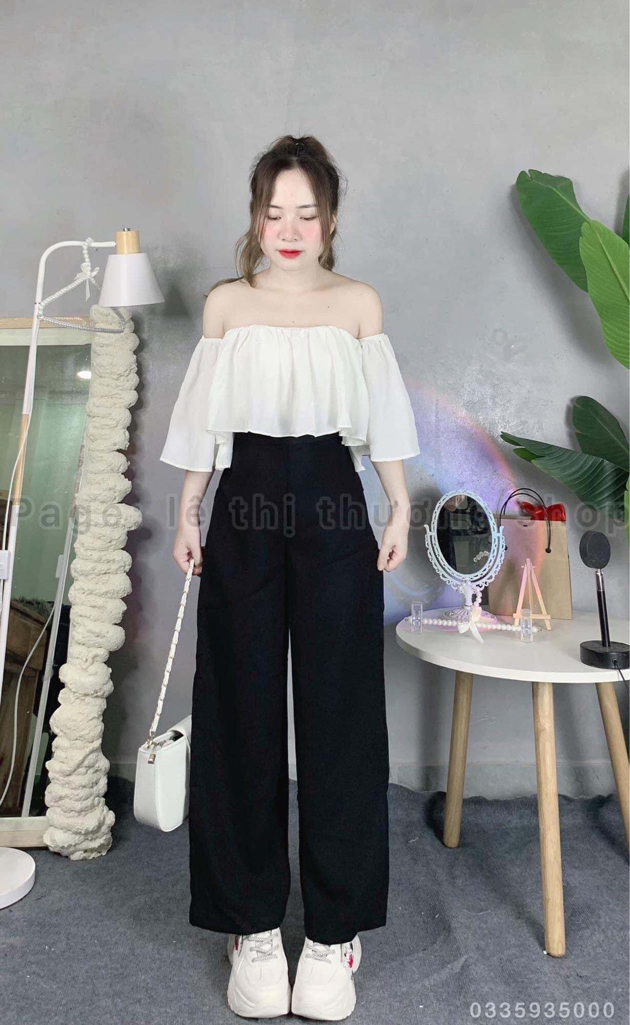 Set quần suông + áo rớt vai bèo